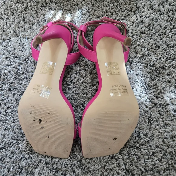 FREE W/ Any Purchase Hot Pink Stiletto Heels | Size 8 | Square Toe | Ankle Strap - Picture 5 of 5